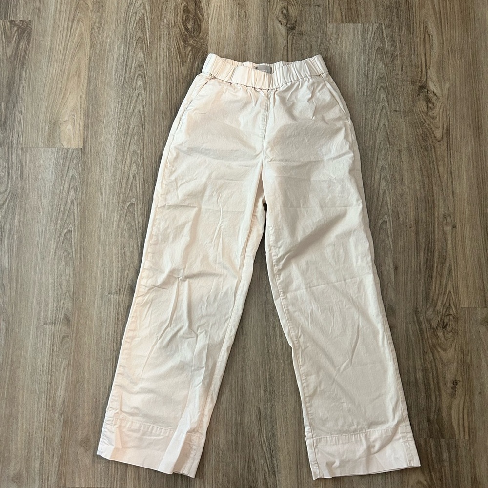 Everlane Cream Straight Leg Pants High-Waisted